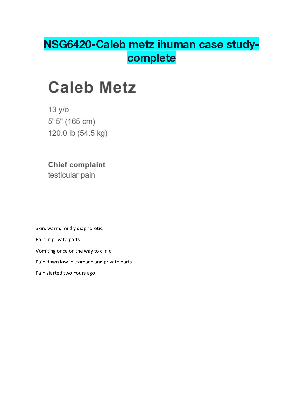 Preview image of NSG6420-Caleb metz ihuman case study-complete document